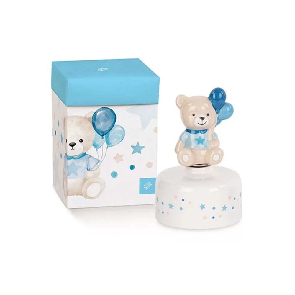 CARILLON ORSETTO PALLONCINO AZZURRO H12.5 CON SCATOLA